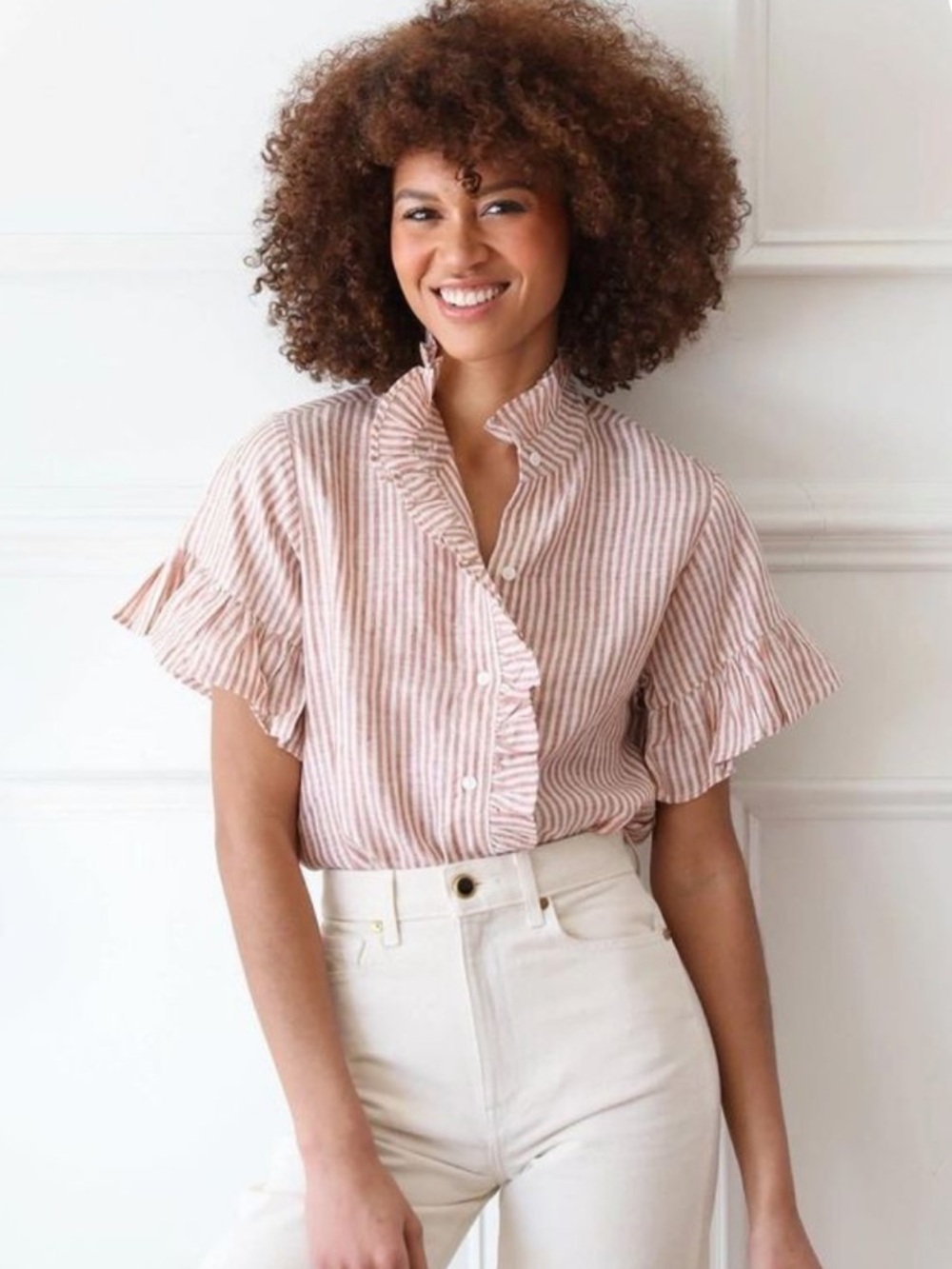 NWT Mille Resort Vanessa Linen Stripe Top